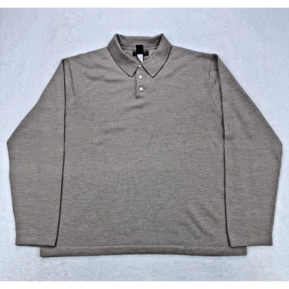 BANANA REPUBLIC Sweater‎ 100% X-Fine ITALIAN Merino Wool Mens 2XL Beige 3 Button